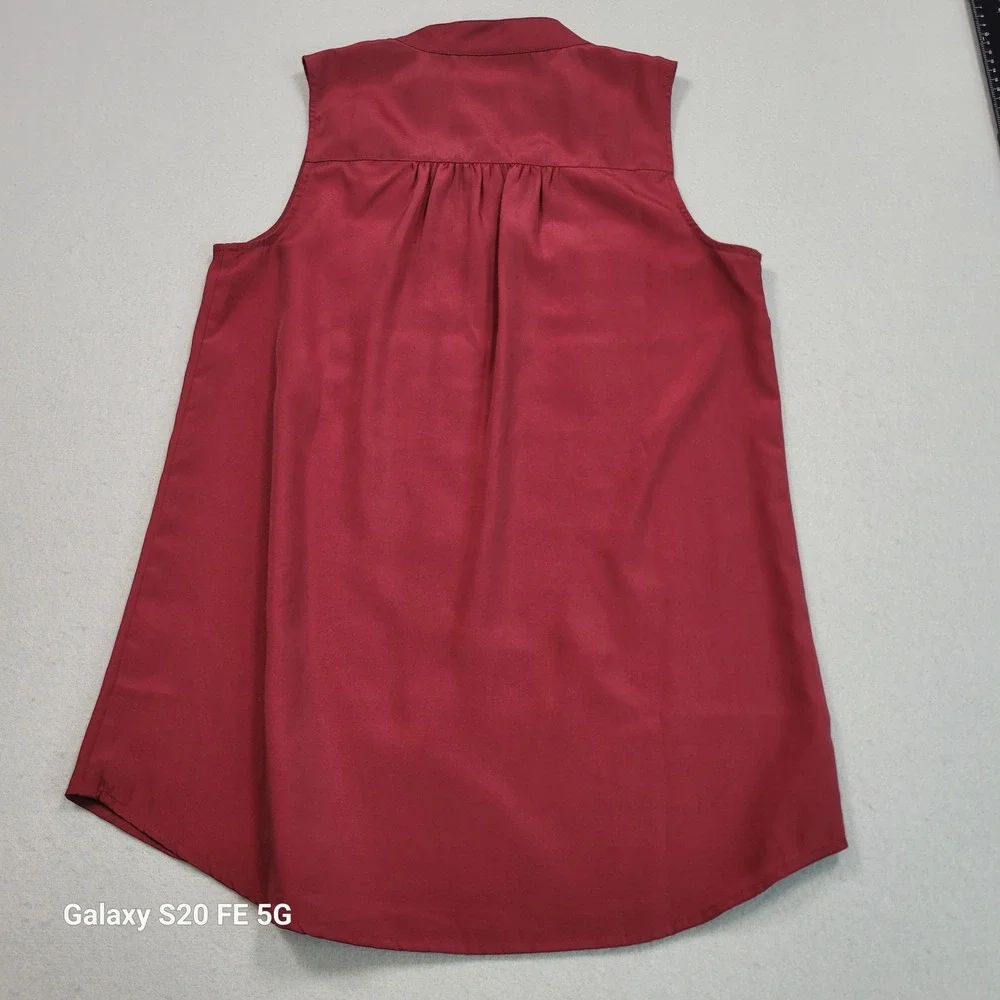 J Crew‎ Sleeveless Button Down Blouse Maroon Red Size 4 08207